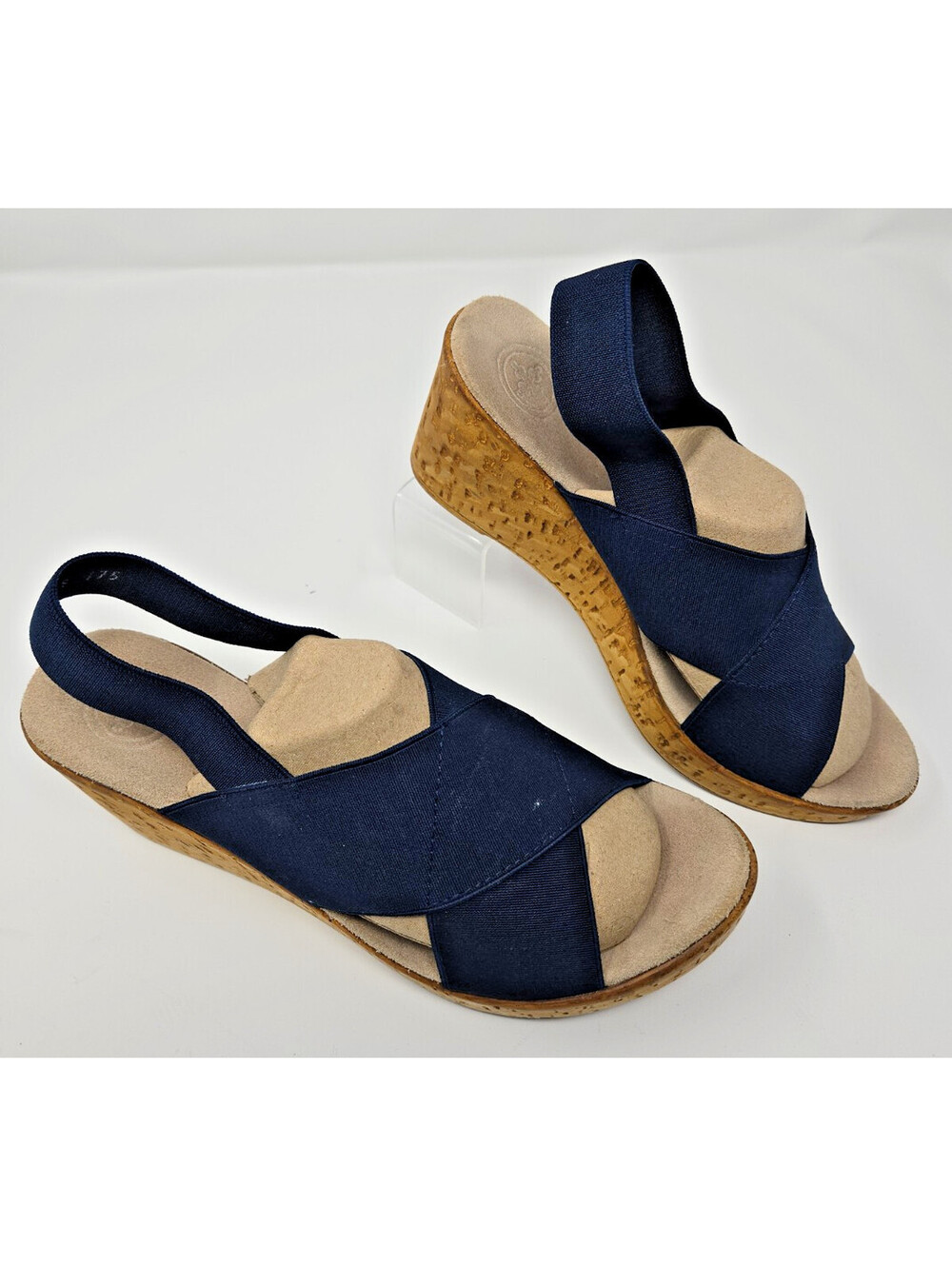 Charleston Shoe Co Med Platform Wedge Size 9 Blue Washable Comfort Cork